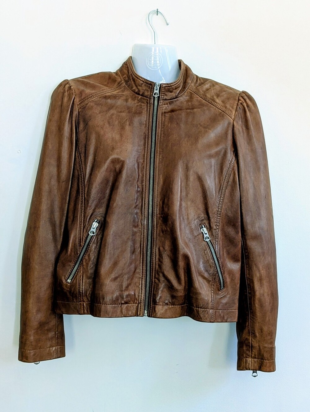 Lucky Brand Puff Sleeve Leather Jacket Size S